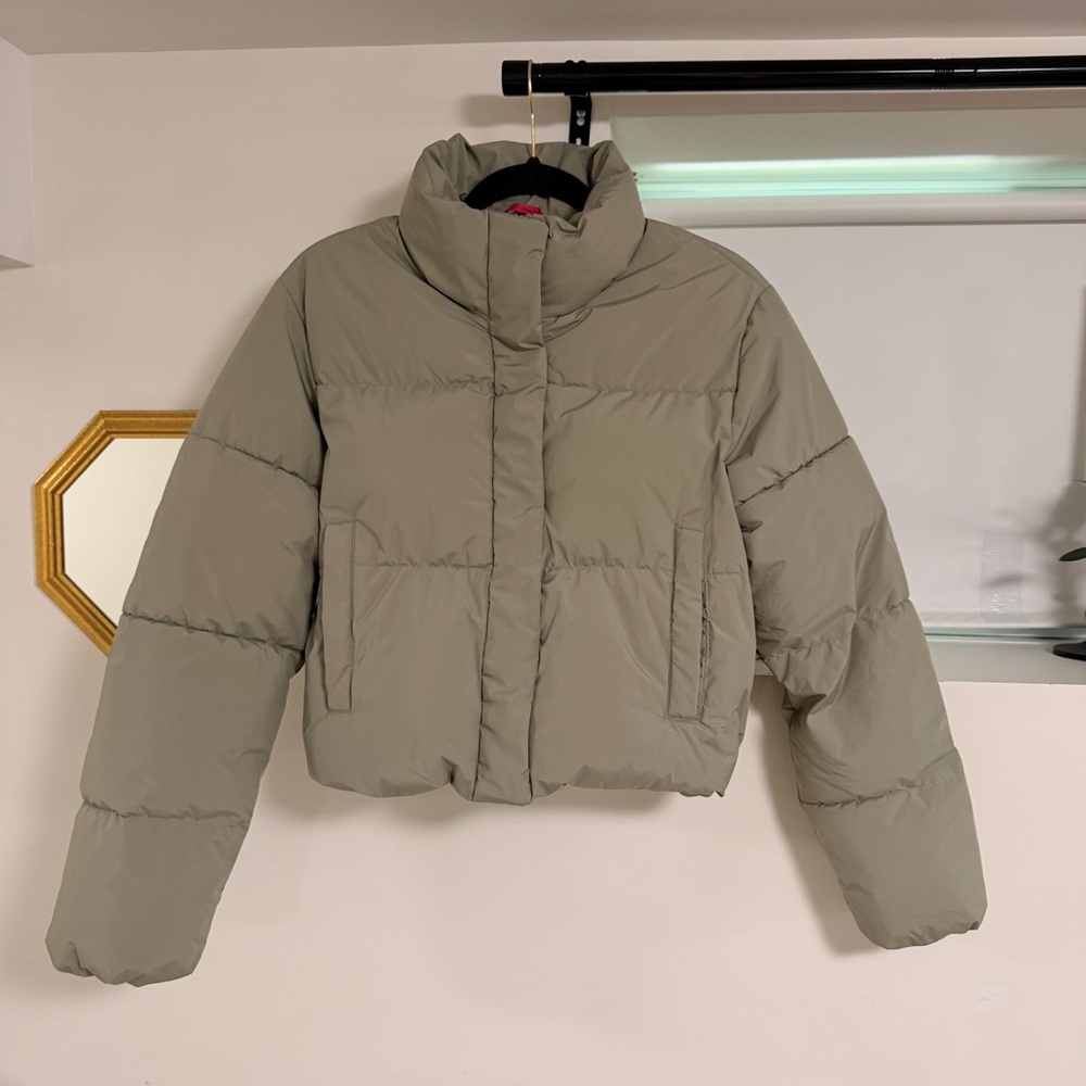 Garage Cropped Puffer Jacket in Sage